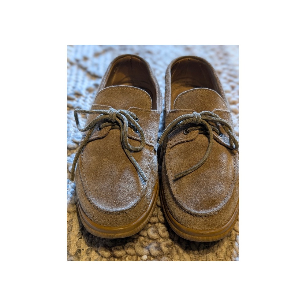 Brunello Cucinelli Tan Suede Boat Shoes Mens Size 40 Made in Italy Loafers NOTES